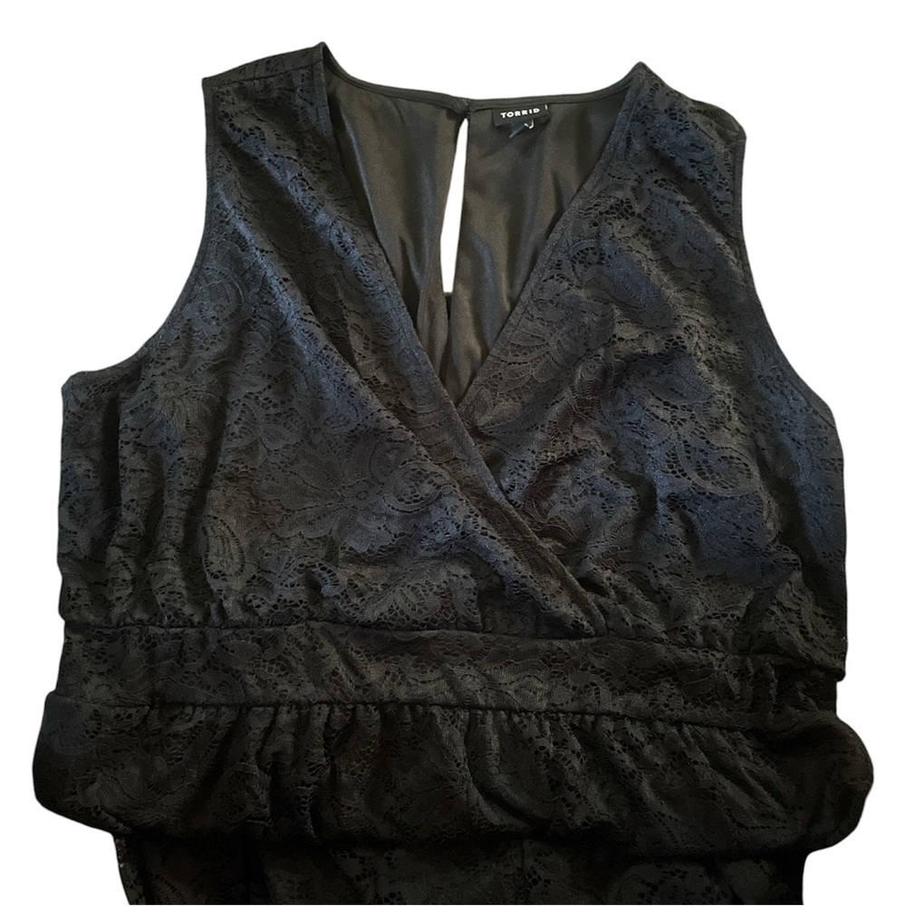 Torrid NWOT Black Lace Wide-Leg Surplice Jumpsuit - Picture 3 of 4